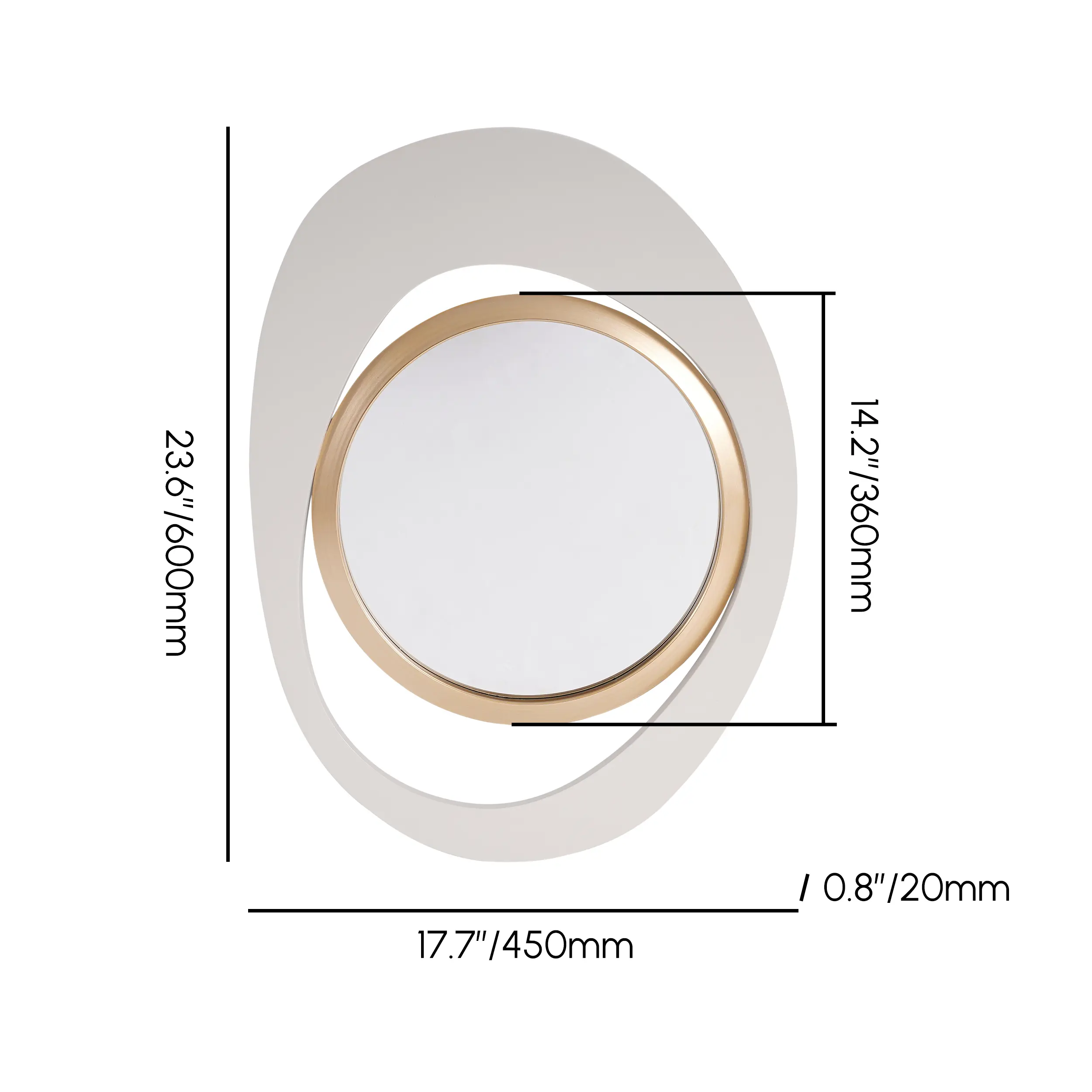 Espejo decorativo de pared - Geométrico blanco y dorado