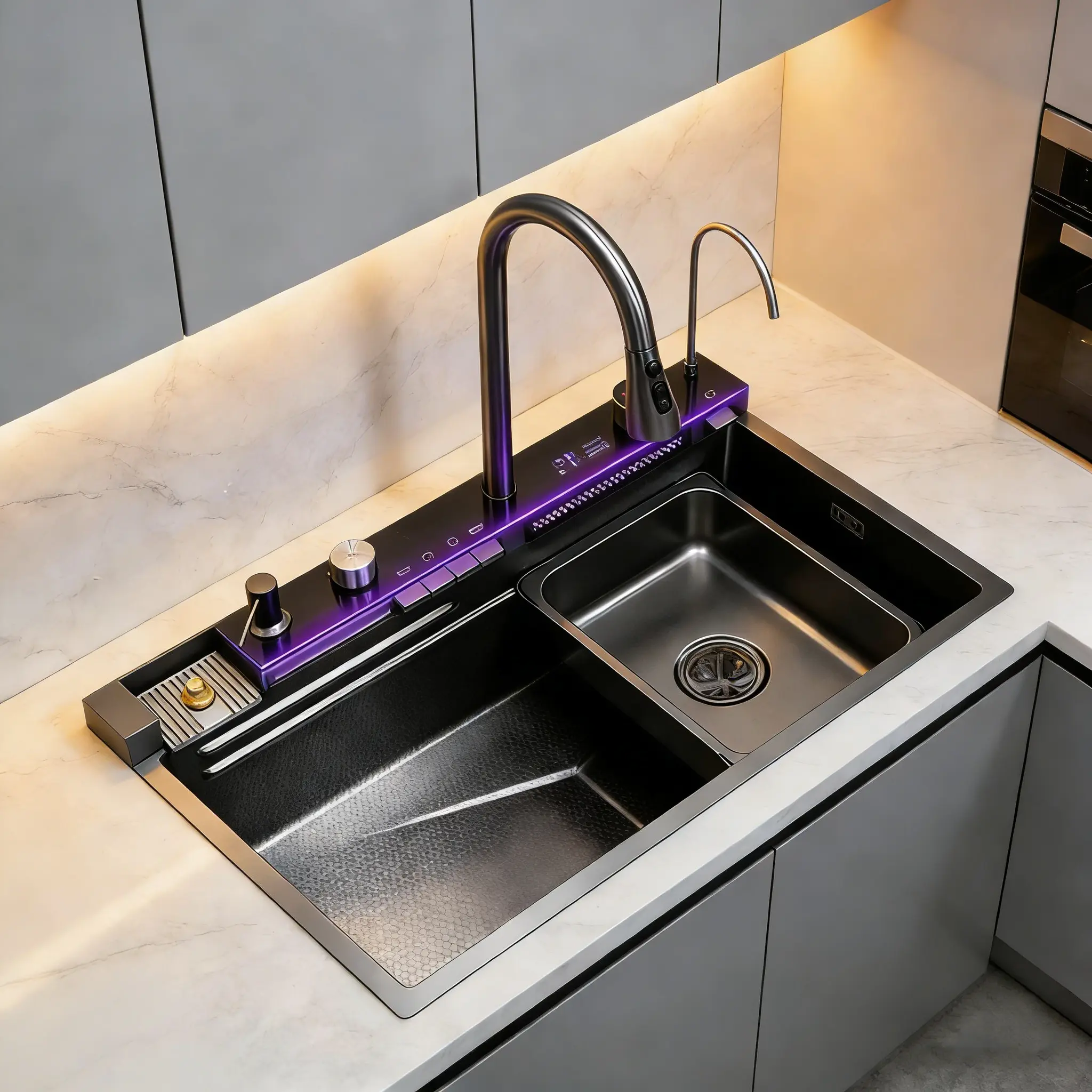Fregadero Inteligente de Acero Inoxidable 76 cm con Accesorios