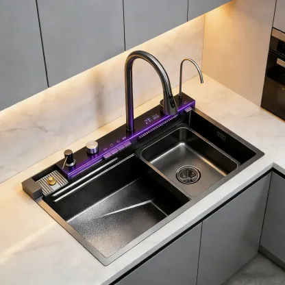 Fregadero Inteligente de Acero Inoxidable 76 cm con Accesorios