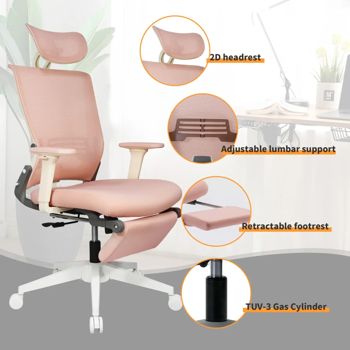 Silla Ergonómica Plegable con Reposapiés