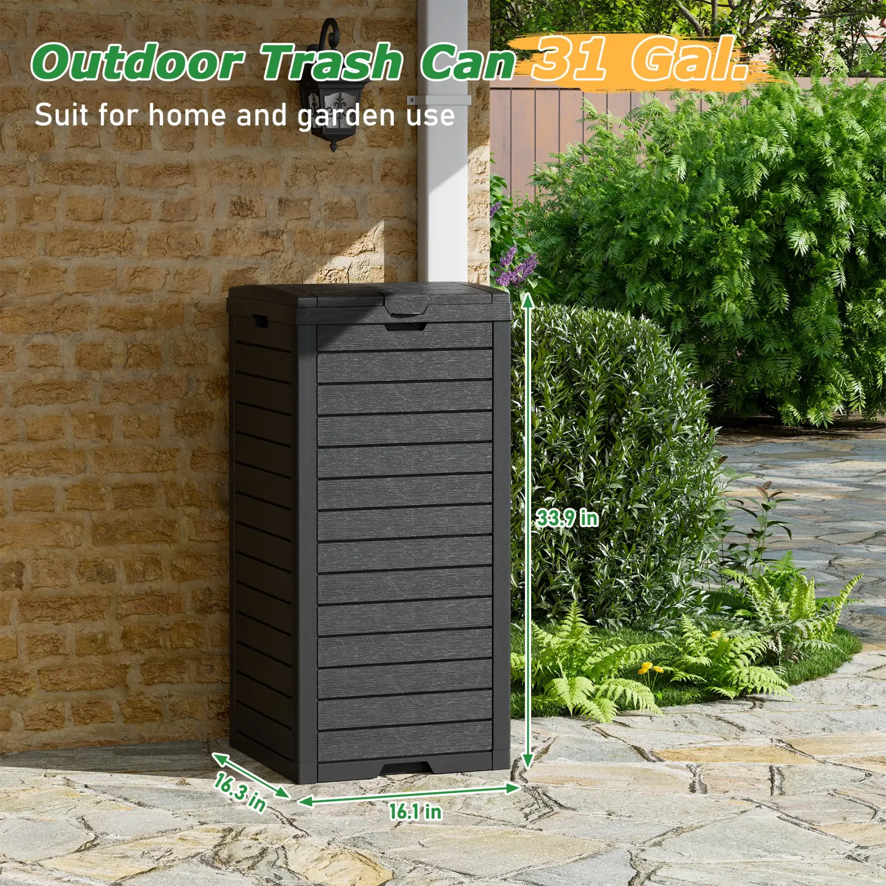 Bote de Basura Exterior 117 L con Tapa
