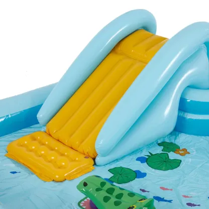 Alberca inflable 2 en 1 con tobogán y aspersores