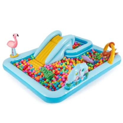 Alberca inflable 2 en 1 con tobogán y aspersores