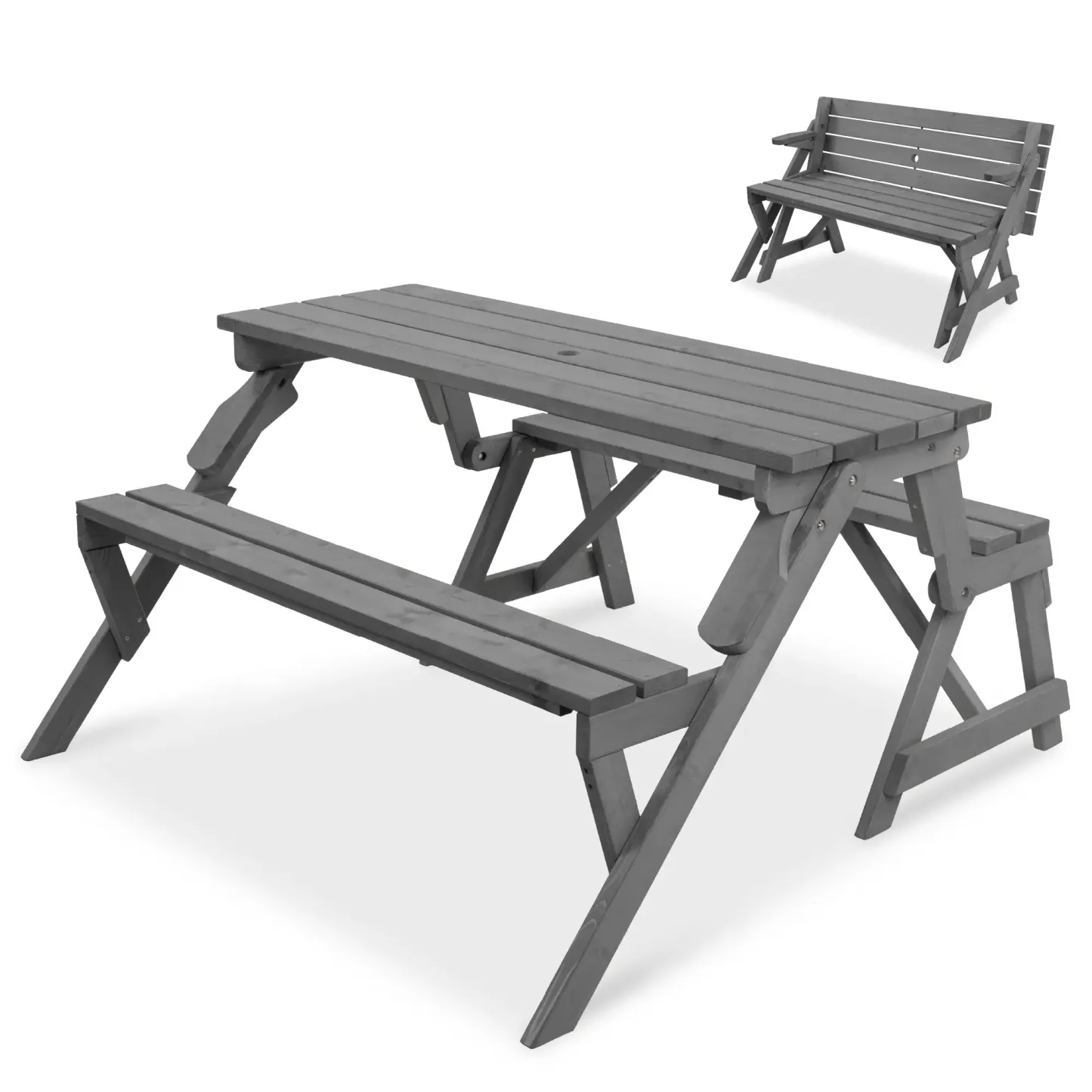 Mesa de Picnic 2 en 1 de Madera para Exteriores