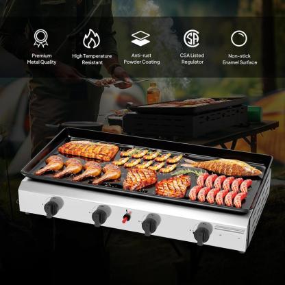 Plancha de Gas Propano Portátil 4 Quemadores