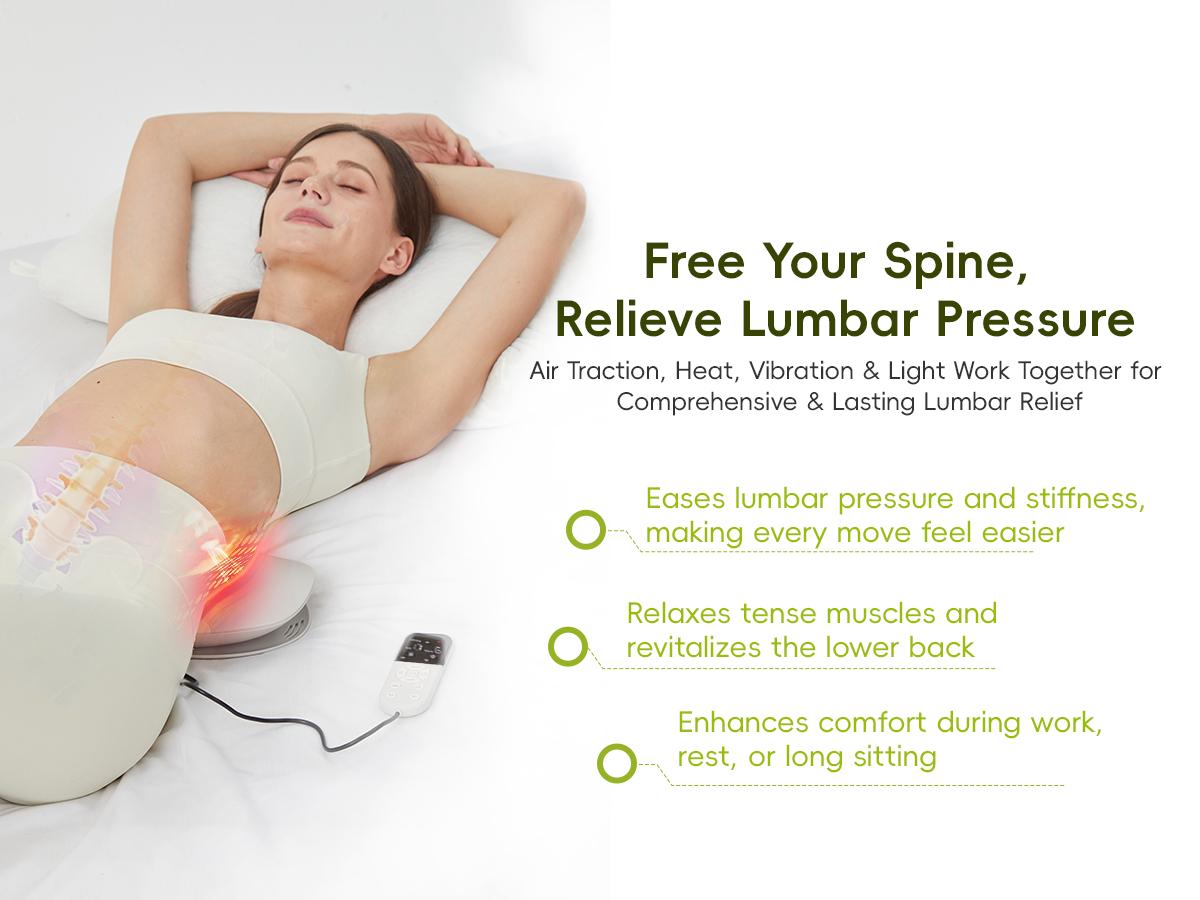 Spinal Decompression Massager with Soothing Warm Therapy & Air Traction &ndash;WARMSKY Smart Lower Back Device for Sciatica Support, Lumbar Pressure & Stiffness Relief &ndash; Thoughtful Gift for Parents