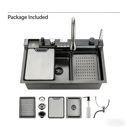 Fregadero Inteligente de Acero Inoxidable 76 cm con Accesorios