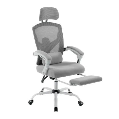Silla Ergonómica de Oficina con Reposapiés y Cabecera Ajustable