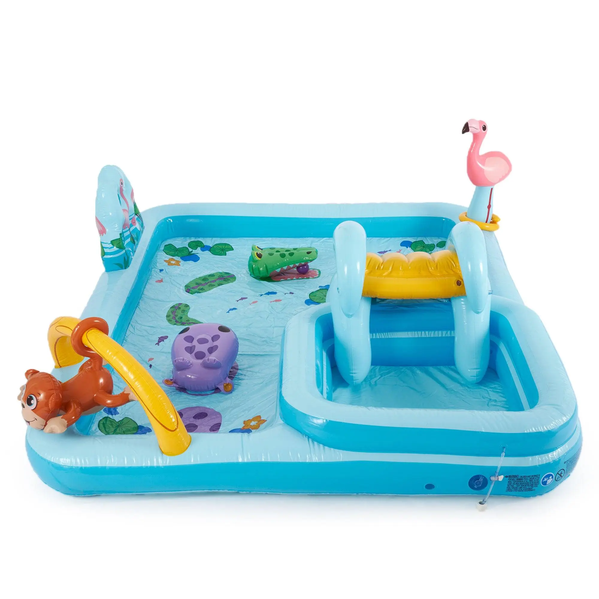Alberca inflable 2 en 1 con tobogán y aspersores