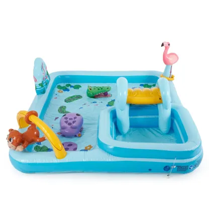 Alberca inflable 2 en 1 con tobogán y aspersores