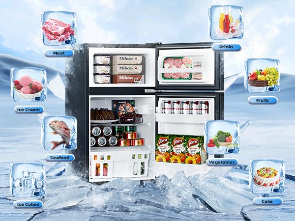 Antarctic Star 3.2 Cu.Ft. Mini Refrigerator with Freezer, Double Door Compact Fridge with Adjustable Removable Shelves, for Dorm/Apartment/Office/Basement summerwins