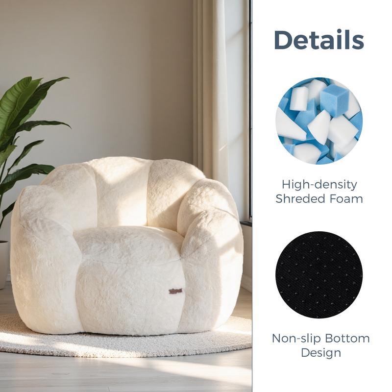 Sillón Puff Floral de Pelo Sintético Suave