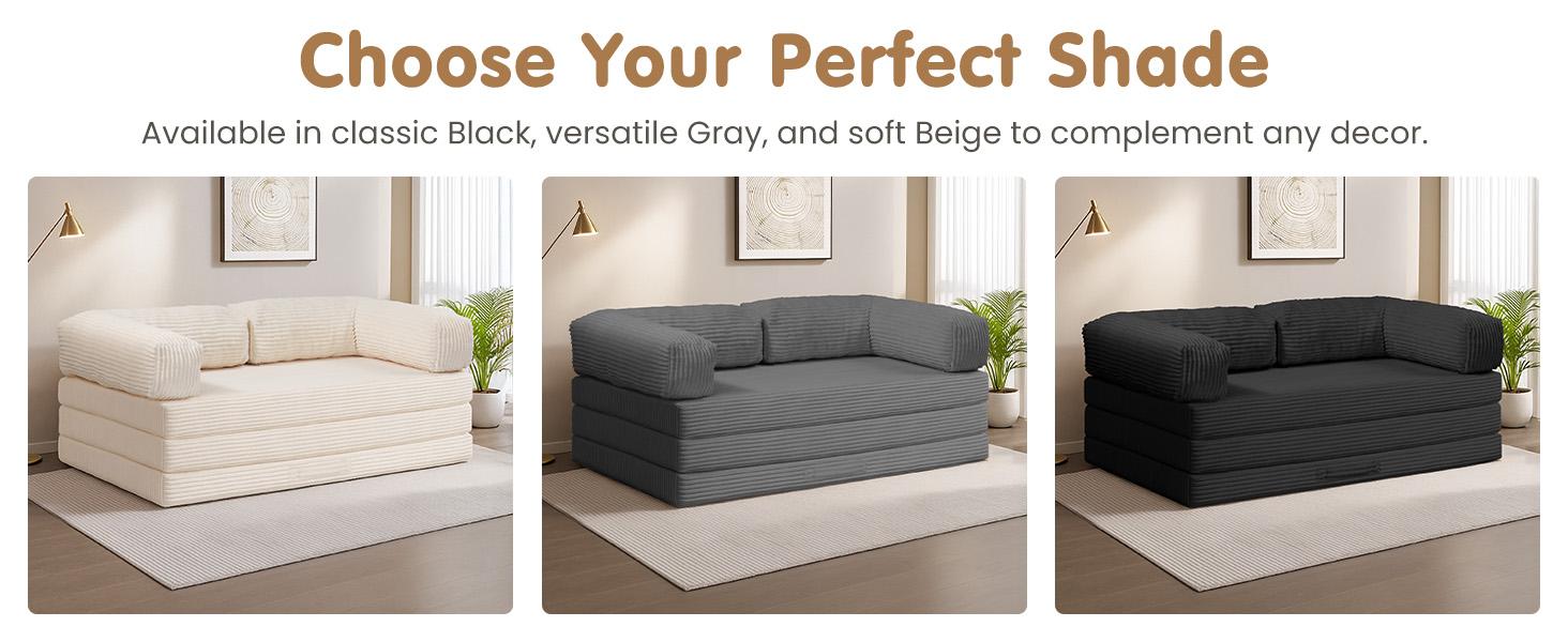 Winzoo 5-in-1 Convertible Folding Sofa Bed Queen Tri-Fold Mattress with Armrests Boneless Floor Sofa Futon Couch for Living Room Bedroom Apartment Winzoo 5-in-1 Convertible Folding Sofa Bed Queen Tri-Fold Mattress with Armrests Boneless Floor Sofa Futon Couch for Living Room Bedroom Apartment