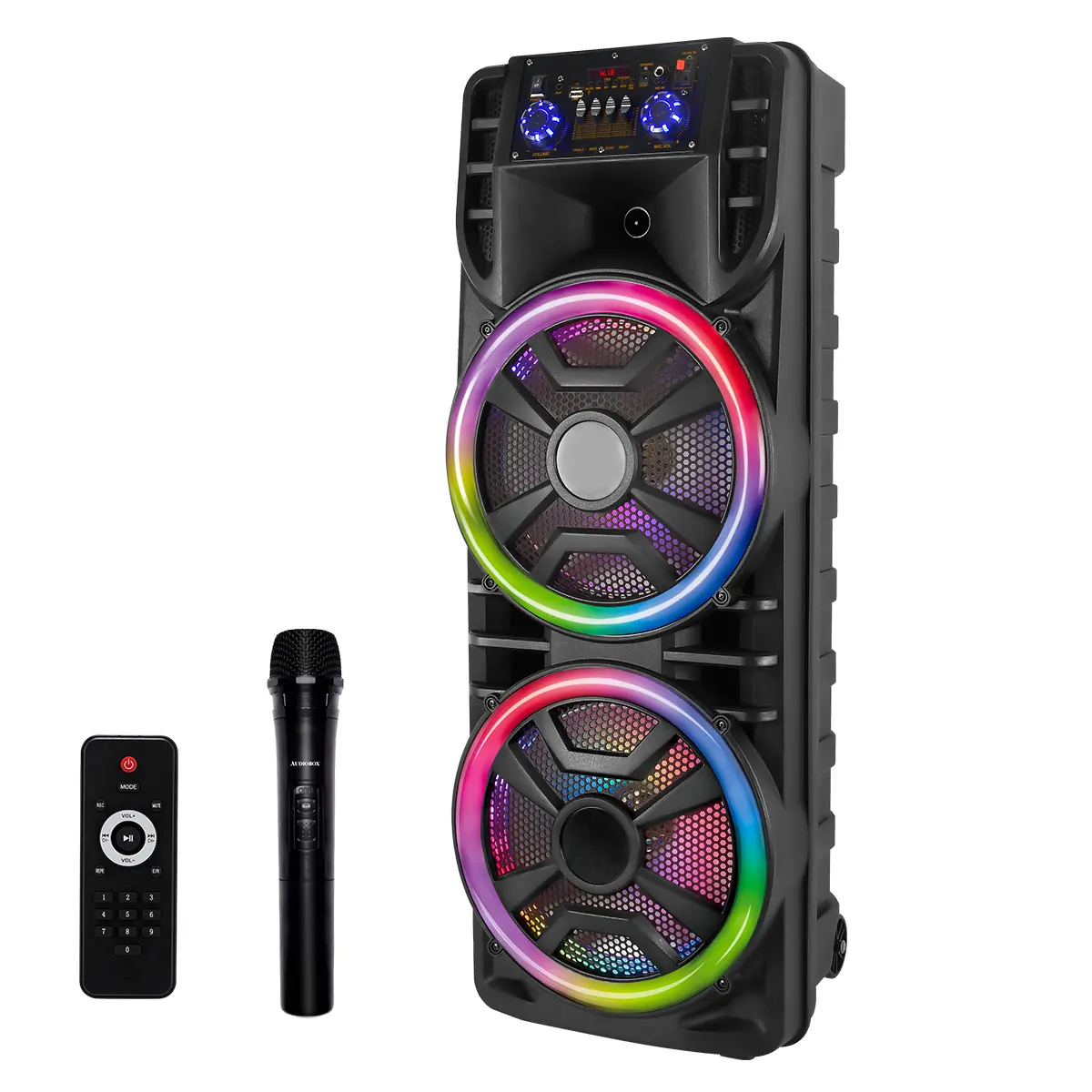 Bocina de Fiesta Karaoke Portátil Doble 12" con Bluetooth y Micrófono Inalámbrico