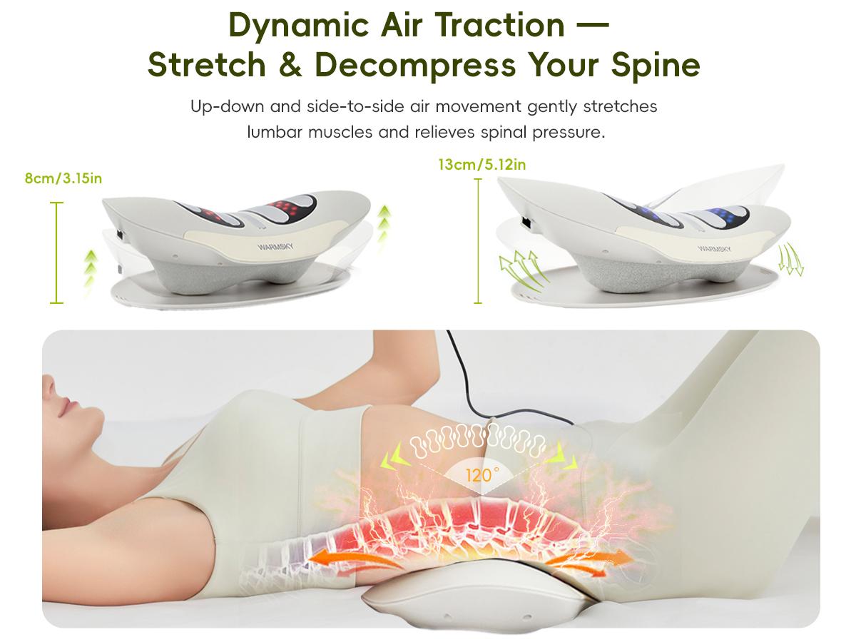 Spinal Decompression Massager with Soothing Warm Therapy & Air Traction &ndash;WARMSKY Smart Lower Back Device for Sciatica Support, Lumbar Pressure & Stiffness Relief &ndash; Thoughtful Gift for Parents