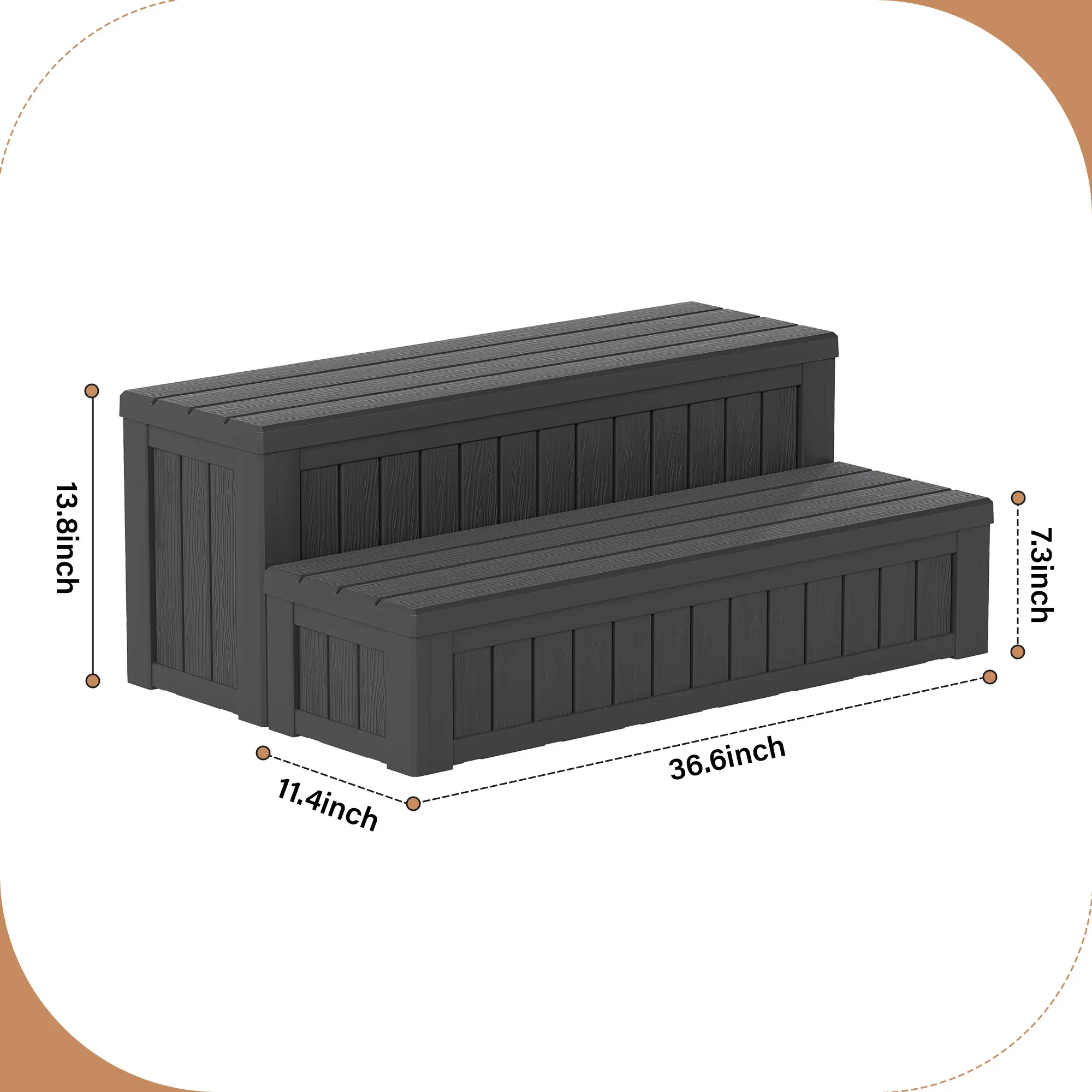 Escalón Exterior de 2 Niveles con Almacenamiento Integrado