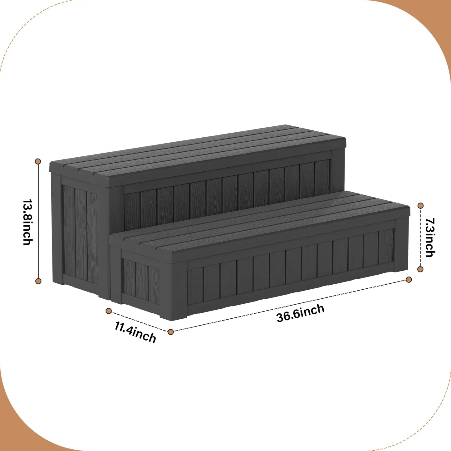 Escalón Exterior de 2 Niveles con Almacenamiento Integrado