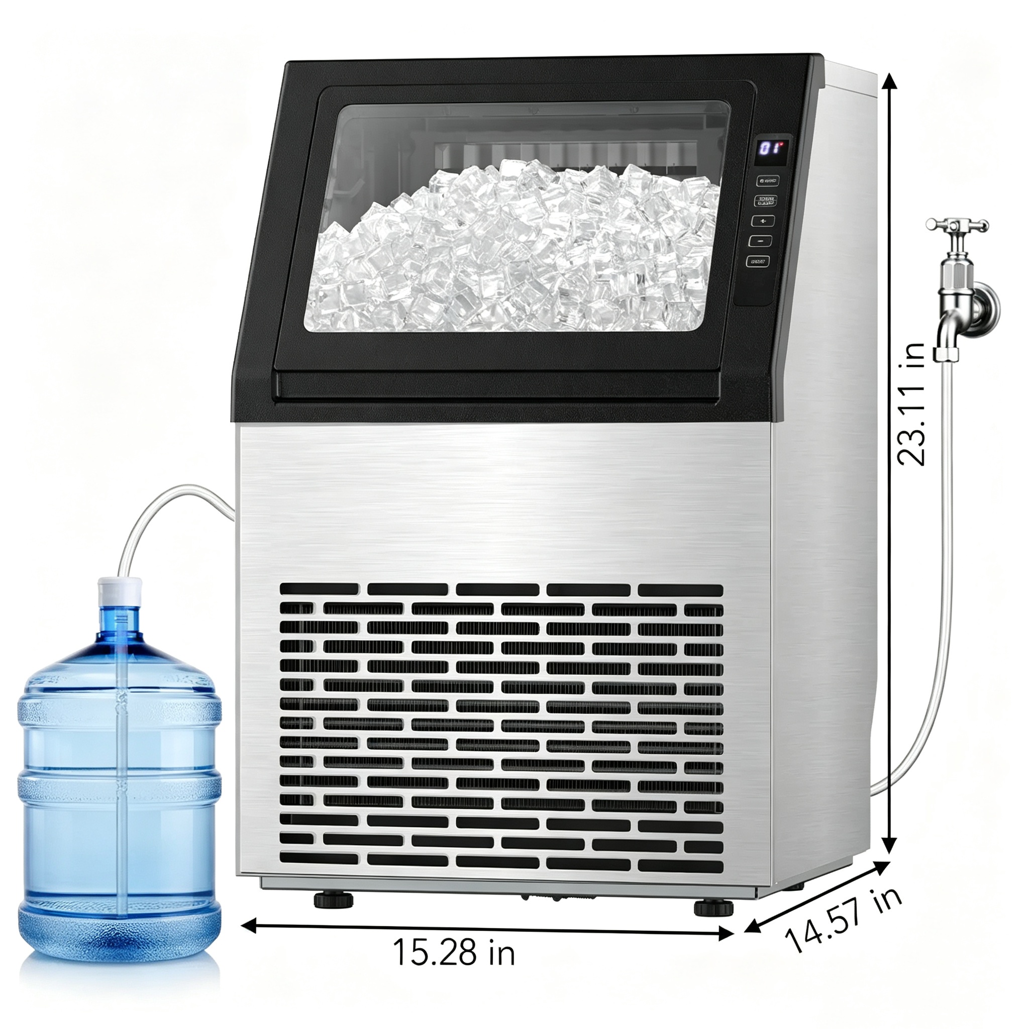 Máquina de Hielo Comercial 100 lb de Acero Inoxidable
