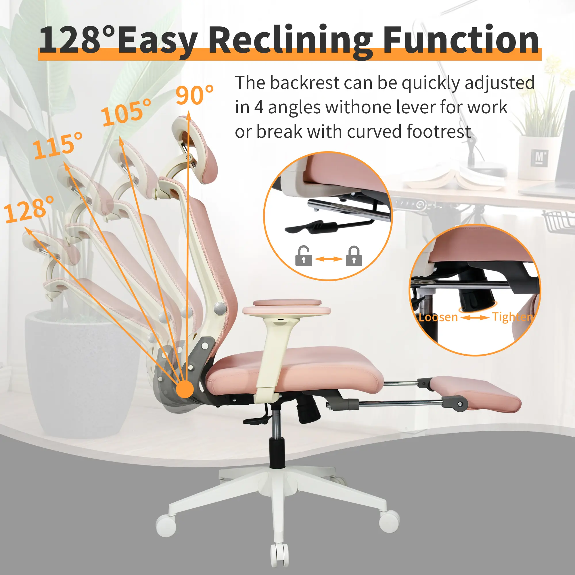 Silla Ergonómica Plegable con Reposapiés