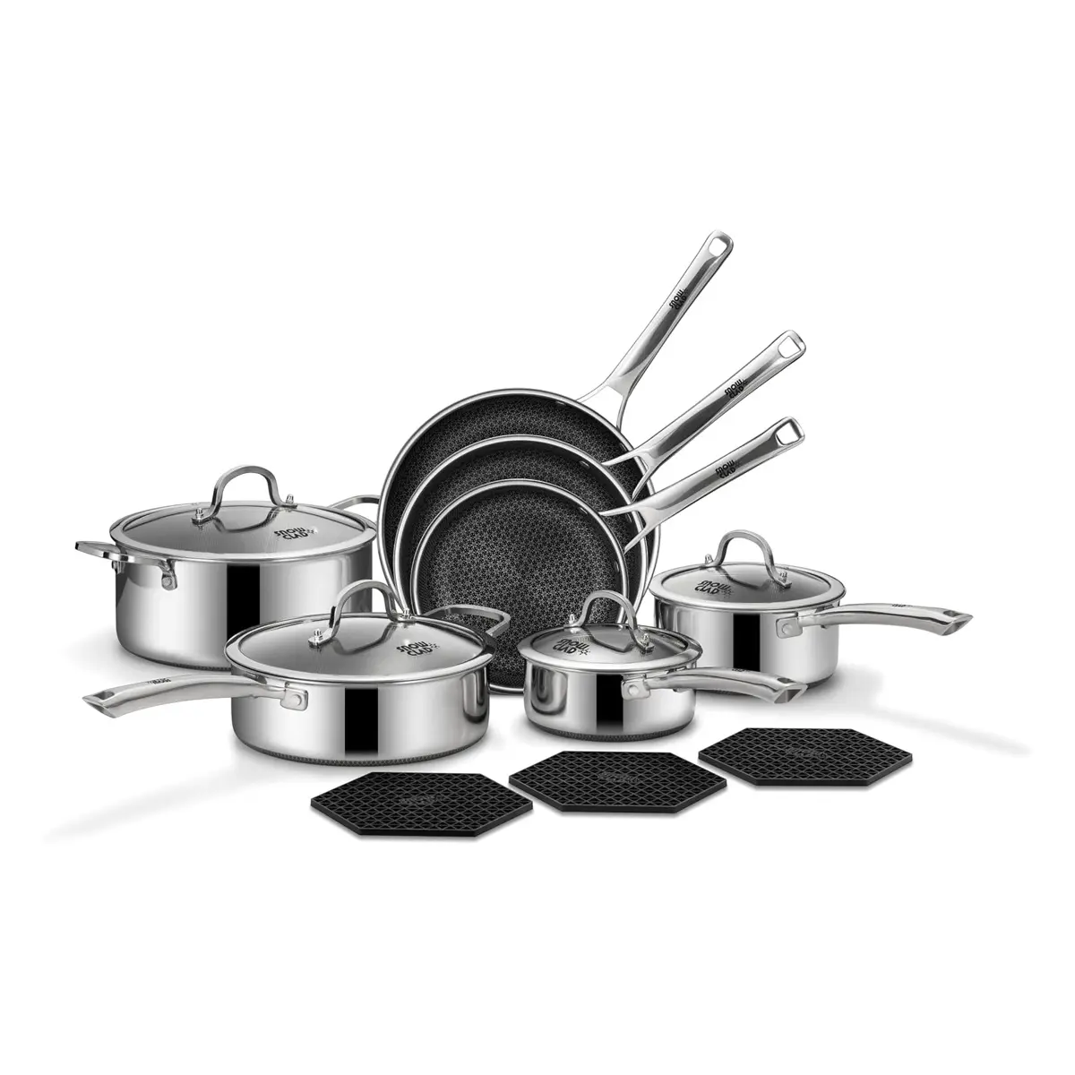 Batería de Cocina de Acero Inoxidable Antiadherente 14 Piezas
