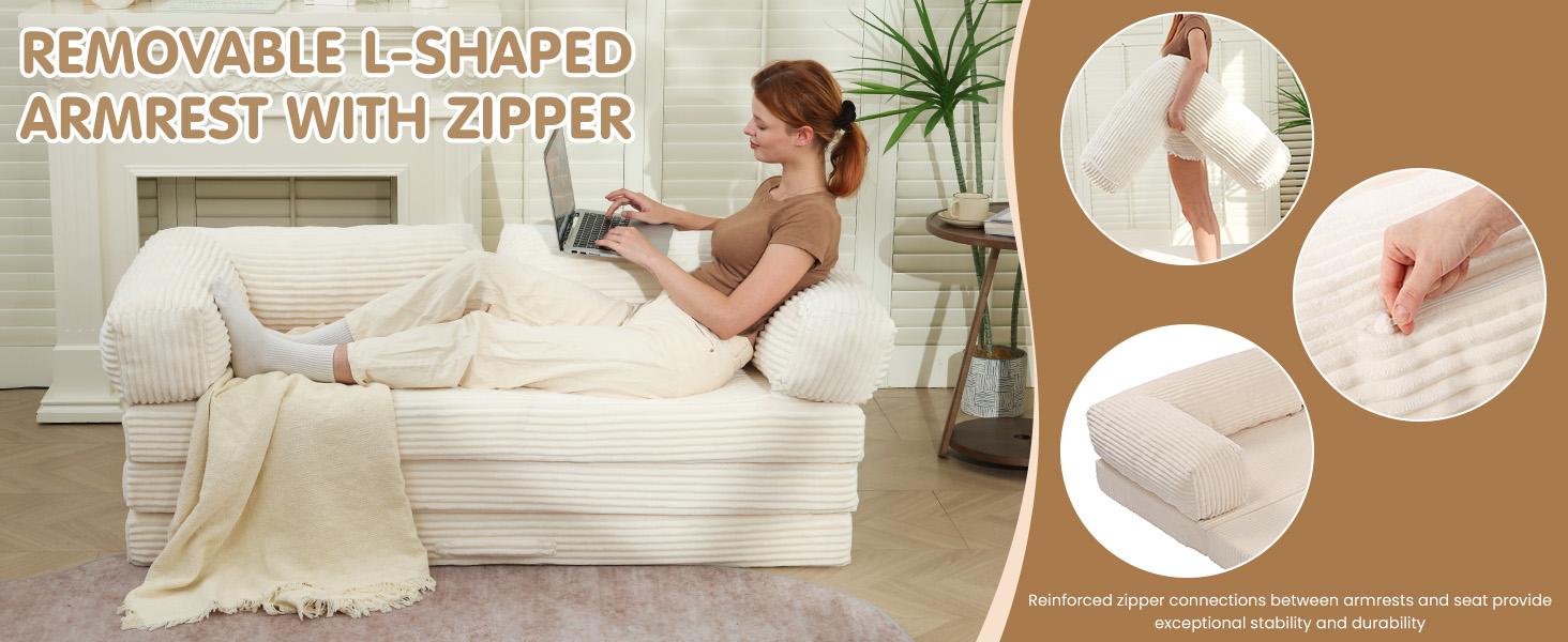 Winzoo 5-in-1 Convertible Folding Sofa Bed Queen Tri-Fold Mattress with Armrests Boneless Floor Sofa Futon Couch for Living Room Bedroom Apartment Winzoo 5-in-1 Convertible Folding Sofa Bed Queen Tri-Fold Mattress with Armrests Boneless Floor Sofa Futon Couch for Living Room Bedroom Apartment