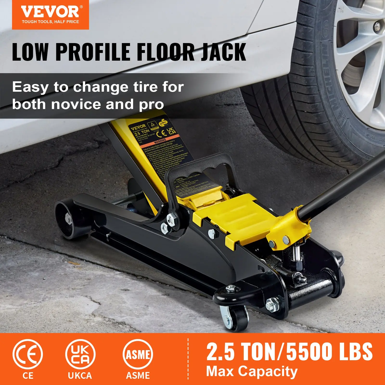 【DealsForYouDays】VEVOR Low Profile Floor Jack 2.5 Ton Heavy Steel Single Piston Hydraulic Pump