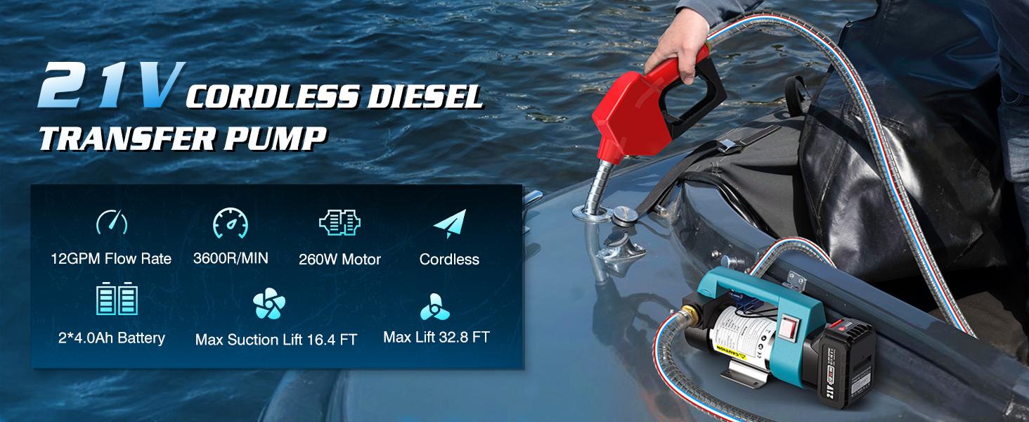 SEESII Fuel Transfer Pump Battery Powered, 21V Cordless Diesel Transfer Pump with 2X4.0Ah Battery, 12GPM Portable Self-Priming Diesel Pump Kit with Auto Shut Off Nozzle&Hose for Diesel,Kerosene, LD88 Black Friday Deals SEESII Fuel Transfer Pump Battery Powered, 21V Cordless Diesel Transfer Pump with 2X4.0Ah Battery, 12GPM Portable Self-Priming Diesel Pump Kit with Auto Shut Off Nozzle&Hose for Diesel,Kerosene, LD88 Black Friday Deals