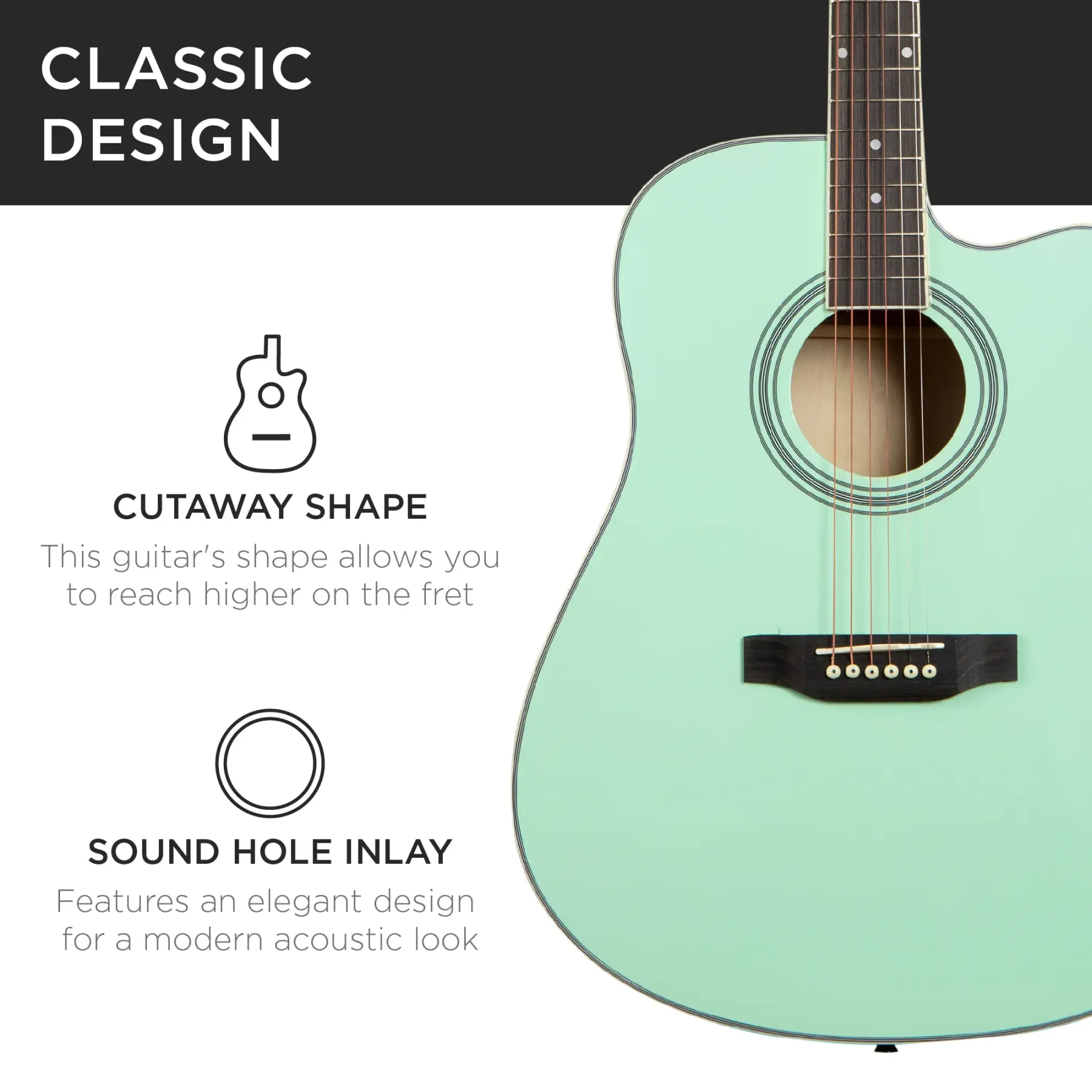 Guitarra acústica 41 pulgadas completa para principiantes