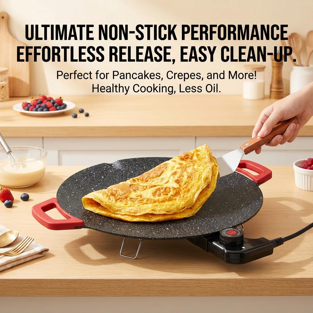 Portable Electric Comal, Indoor Smokeless Korean BBQ Grill, Non-stick Griddle for Tortillas, Adjustable Temperature Control, Asador de Carne