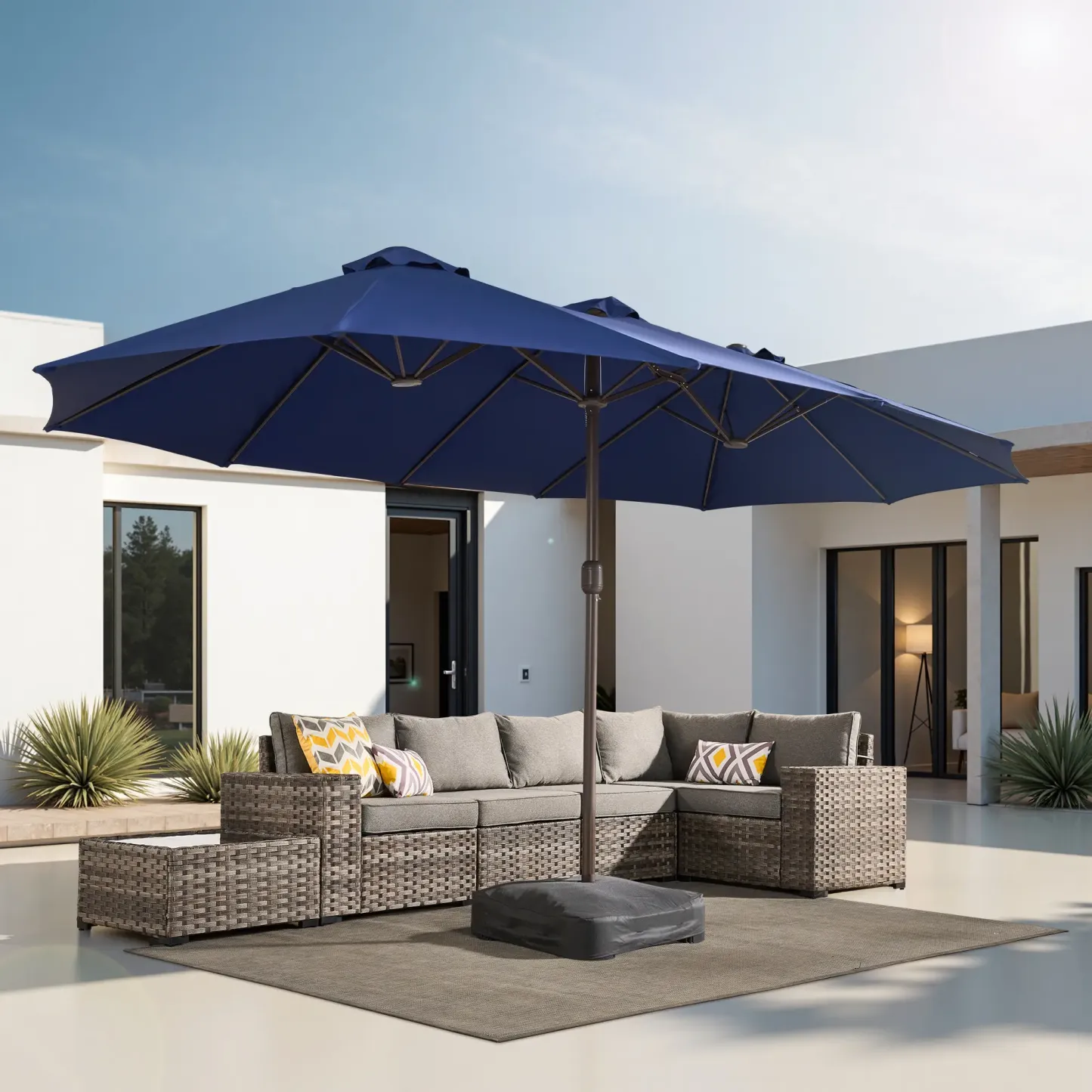 Sombrilla Rectangular de 4.5 m con Luz Solar