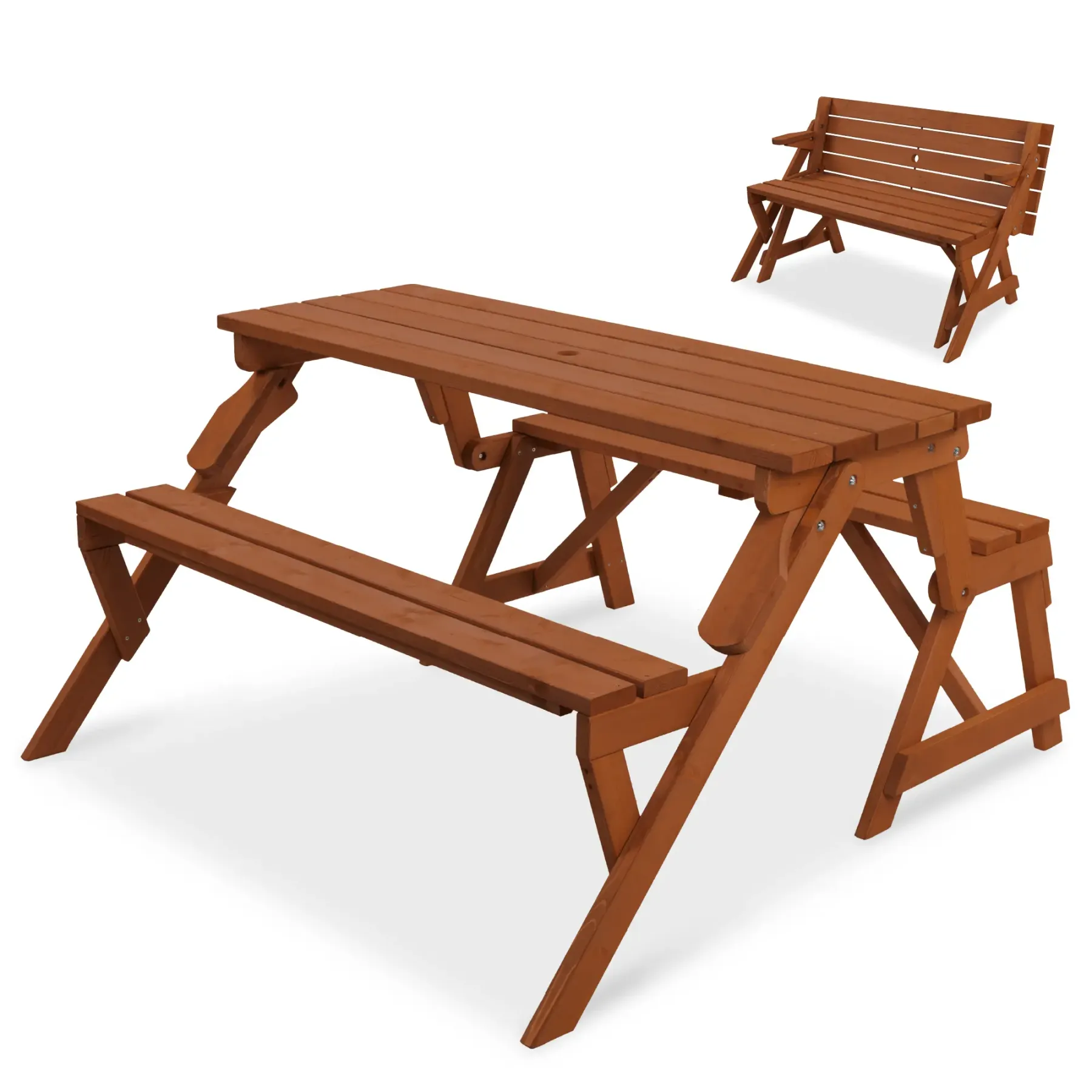 Mesa de Picnic 2 en 1 de Madera para Exteriores