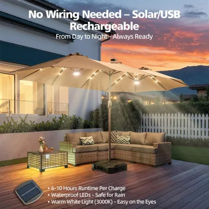 Sombrilla Rectangular de 4.5 m con Luz Solar