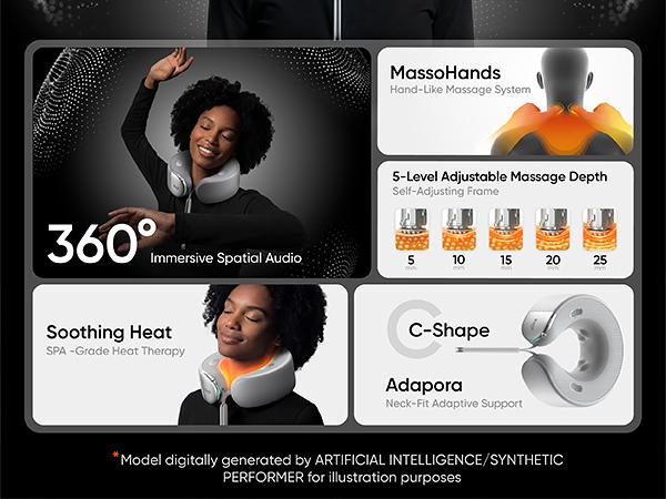 【DealsForYouDays】Bluvol Nest 10 Ultra Immersive Heated Neck Massager, Therapist-Style Deep Tissue Pain Relief, 360&deg; Spatial Audio, Cordless Massager for TV Watching, Gaming, Office Work, Birthday Gift,Father'sdaygifts, Summerwins