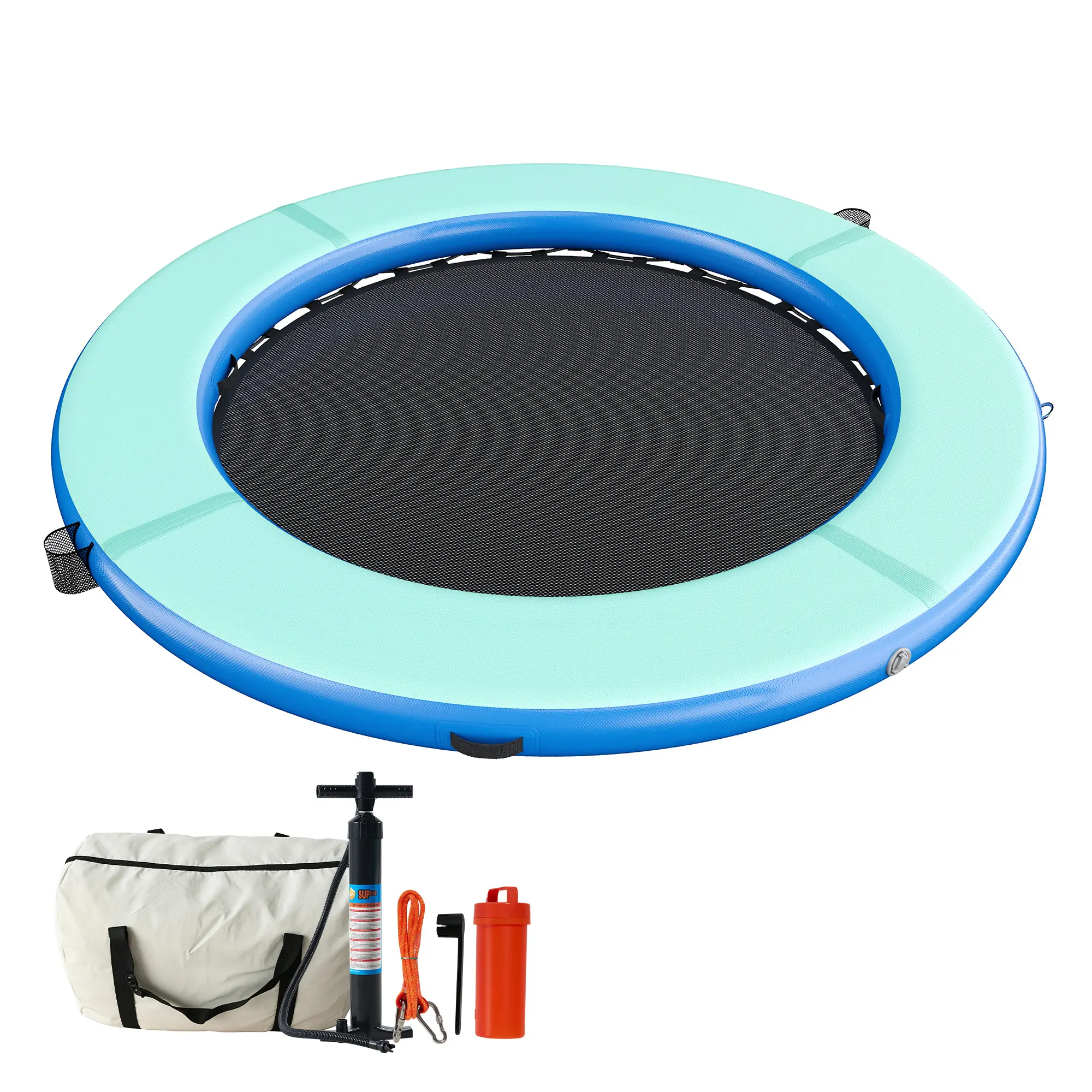 Plataforma flotante inflable con malla para piscina
