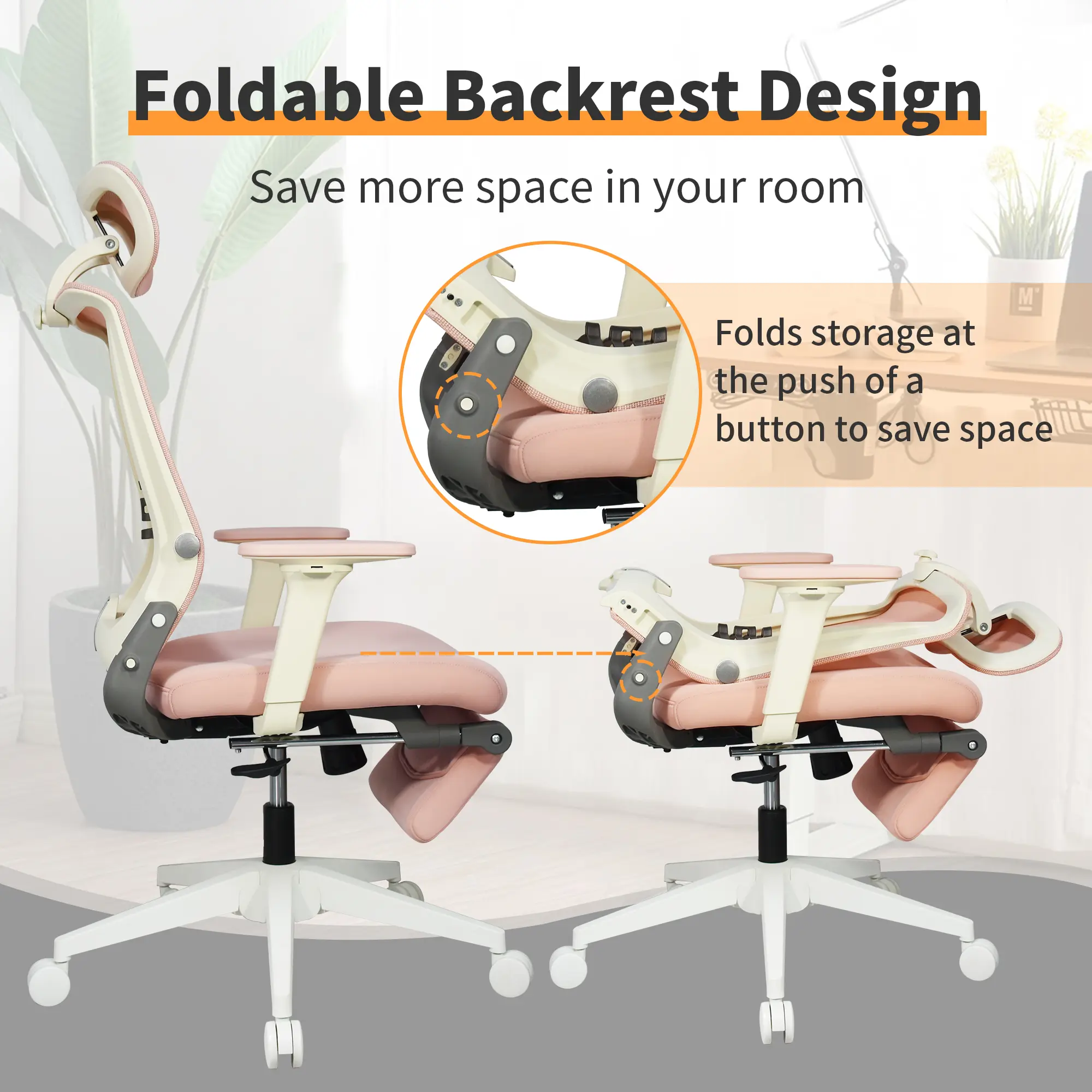 Silla Ergonómica Plegable con Reposapiés