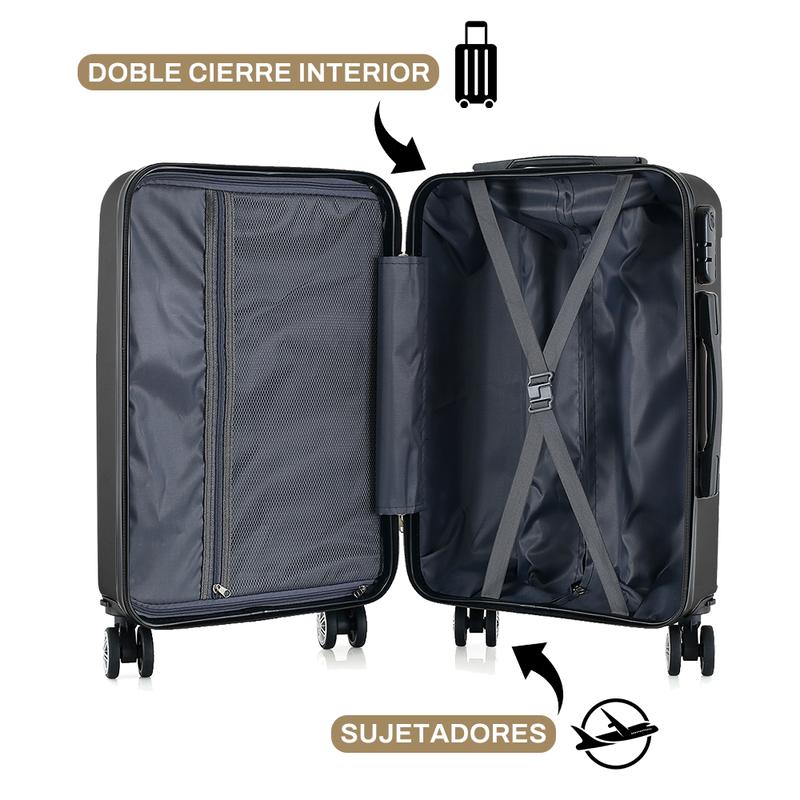 CI&IK Set Maletas Kit Viaje Mano Avion 20in Con Caja Maquillaje  Caso cosmético de 14"，Set Maletas Kit Viaje Mano Avion 18in Con Caja Maquillaje  Caso cosmético de 12"，Set De Viaje Maleta 10kg Y  Caso cosmético Caja Maquillaje Rígido ,Varios colores opcio