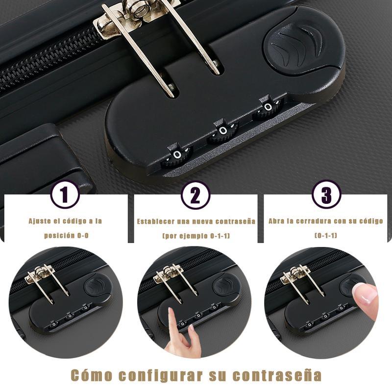 CI&IK Set Maletas Kit Viaje Mano Avion 20in Con Caja Maquillaje  Caso cosmético de 14"，Set Maletas Kit Viaje Mano Avion 18in Con Caja Maquillaje  Caso cosmético de 12"，Set De Viaje Maleta 10kg Y  Caso cosmético Caja Maquillaje Rígido ,Varios colores opcio