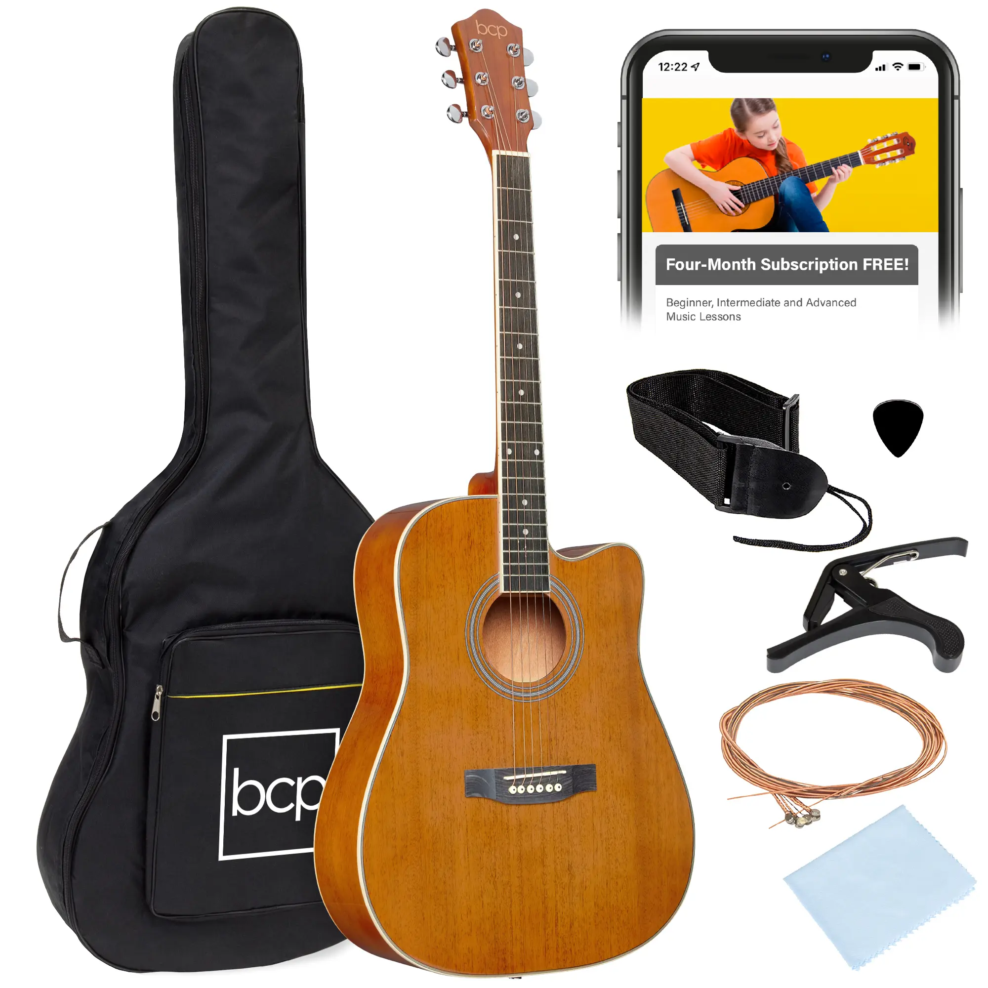 Guitarra acústica 41 pulgadas completa para principiantes