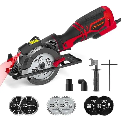 Sierra Circular Compacta 4-1/2" 710W con Láser y 6 Discos de Corte Multiuso