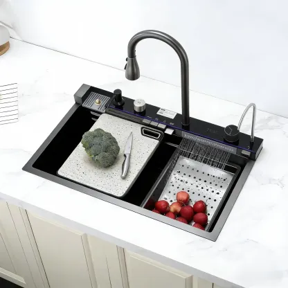 Fregadero Inteligente de Acero Inoxidable 76 cm con Accesorios