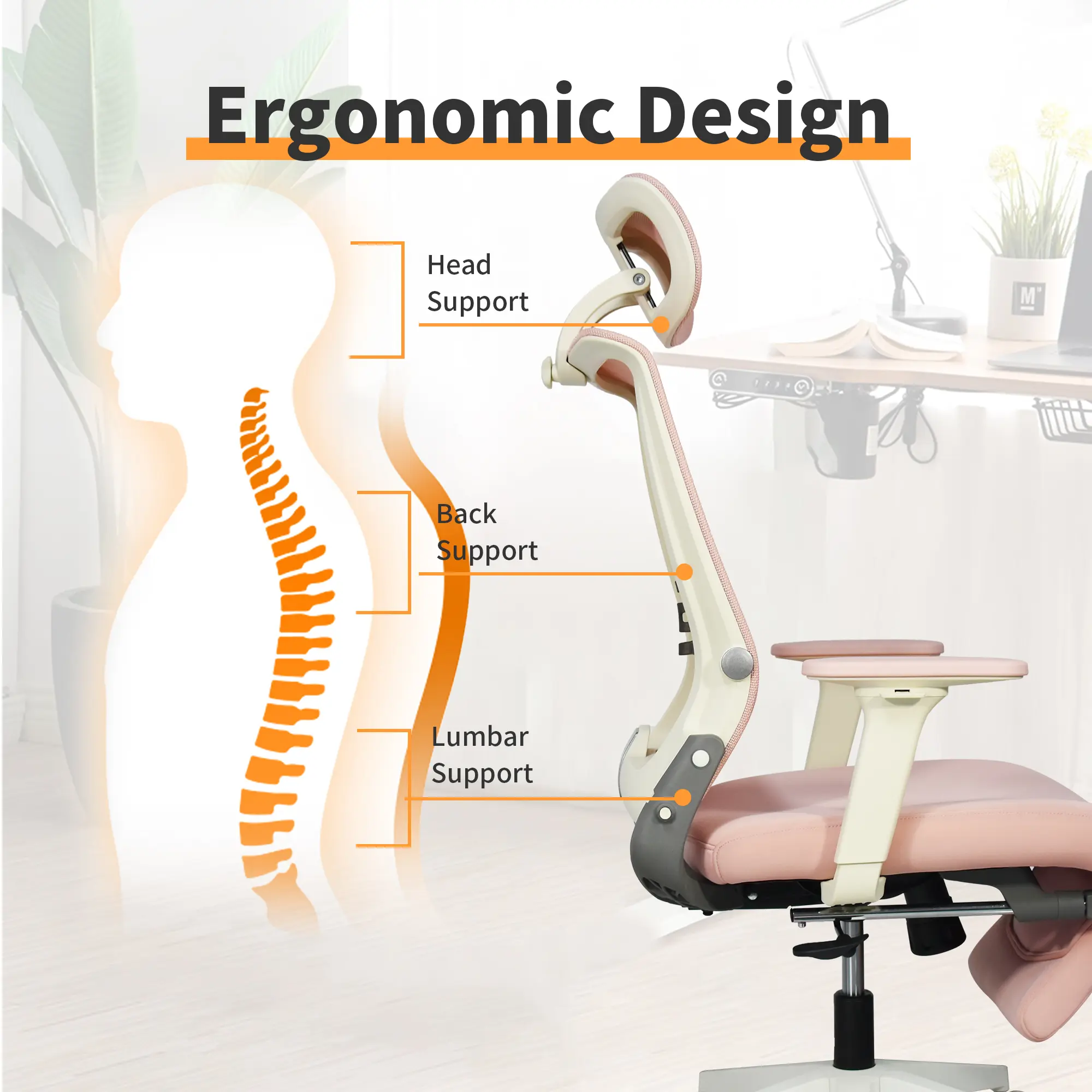 Silla Ergonómica Plegable con Reposapiés