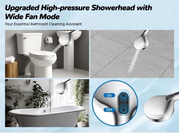 Hibbent Upgraded Chrome Fixed Shower Head Combo - 13'' Easy Reach High Pressure Rainfall Shower, 5-Jet Fixed Showerhead, 10-Mode Handheld, 12'' Extension Arm, 4-Way Diverter, 71'' Hose, Holder, cUPC Certified (Multi-Spray, Adjustable), Jets Fixed Showerhe