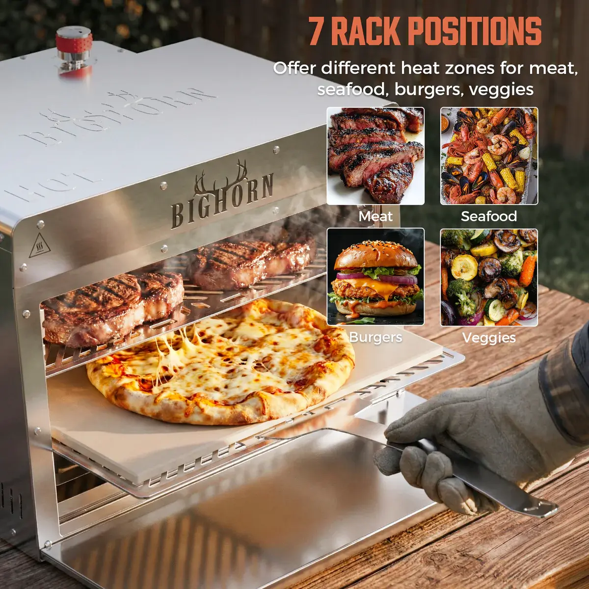 Horno infrarrojo portátil - Asador de carne y pizza con piedra incluida