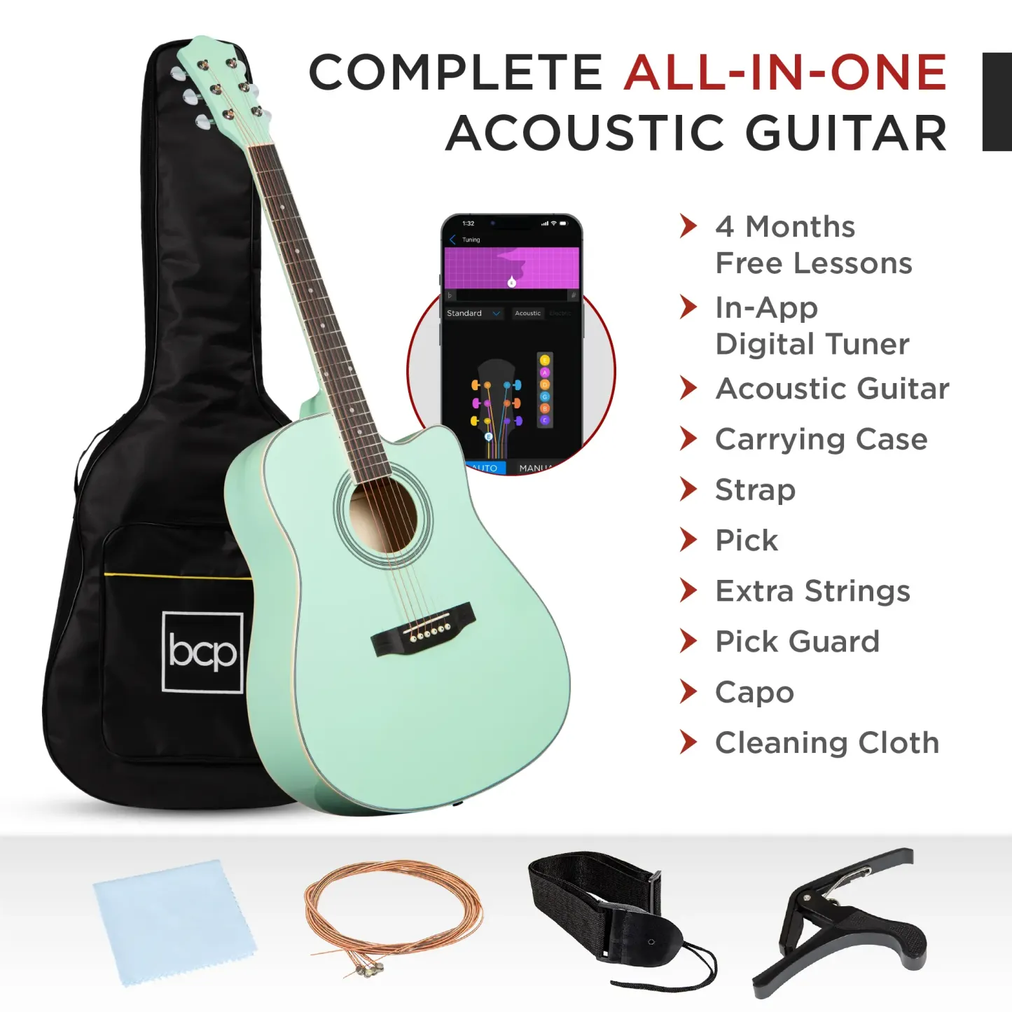Guitarra acústica 41 pulgadas completa para principiantes