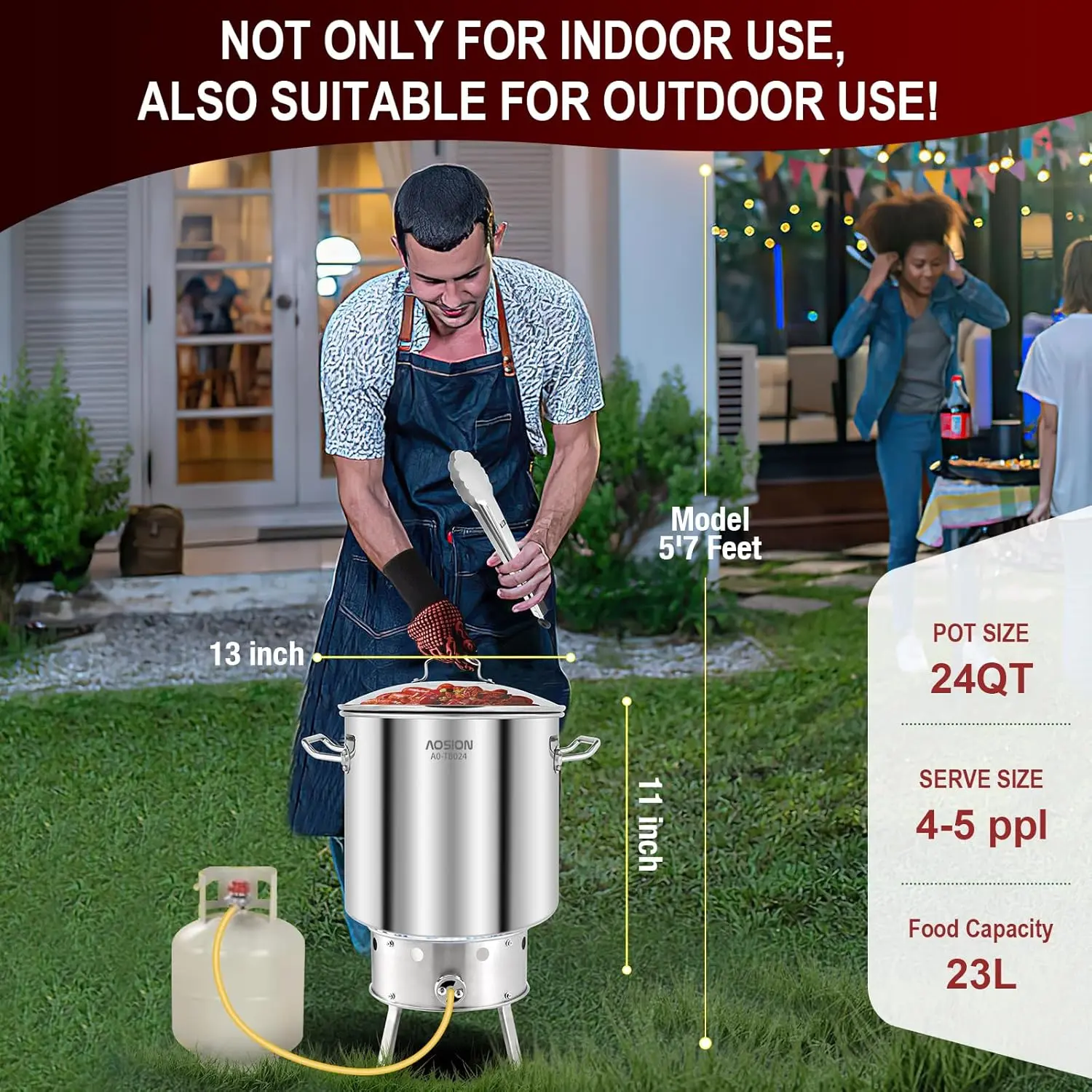 Olla Vaporera para Tamales 22.7 L de Acero Inoxidable con Tapa de Vidrio