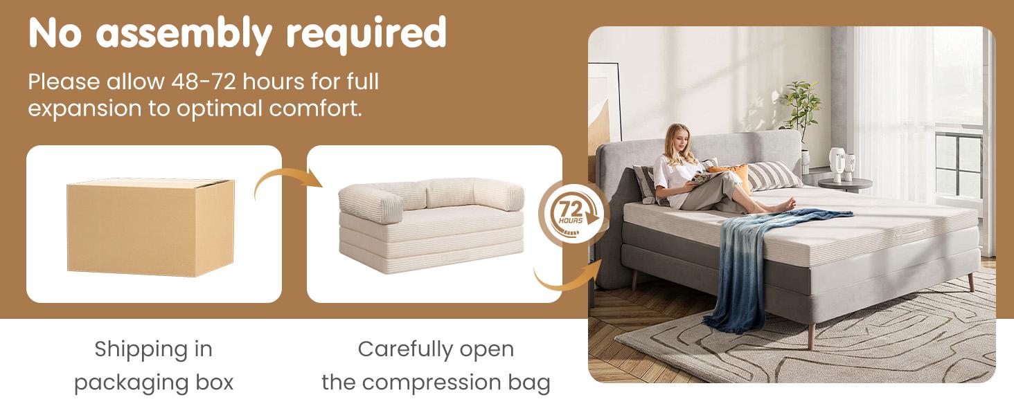 Winzoo 5-in-1 Convertible Folding Sofa Bed Queen Tri-Fold Mattress with Armrests Boneless Floor Sofa Futon Couch for Living Room Bedroom Apartment Winzoo 5-in-1 Convertible Folding Sofa Bed Queen Tri-Fold Mattress with Armrests Boneless Floor Sofa Futon Couch for Living Room Bedroom Apartment