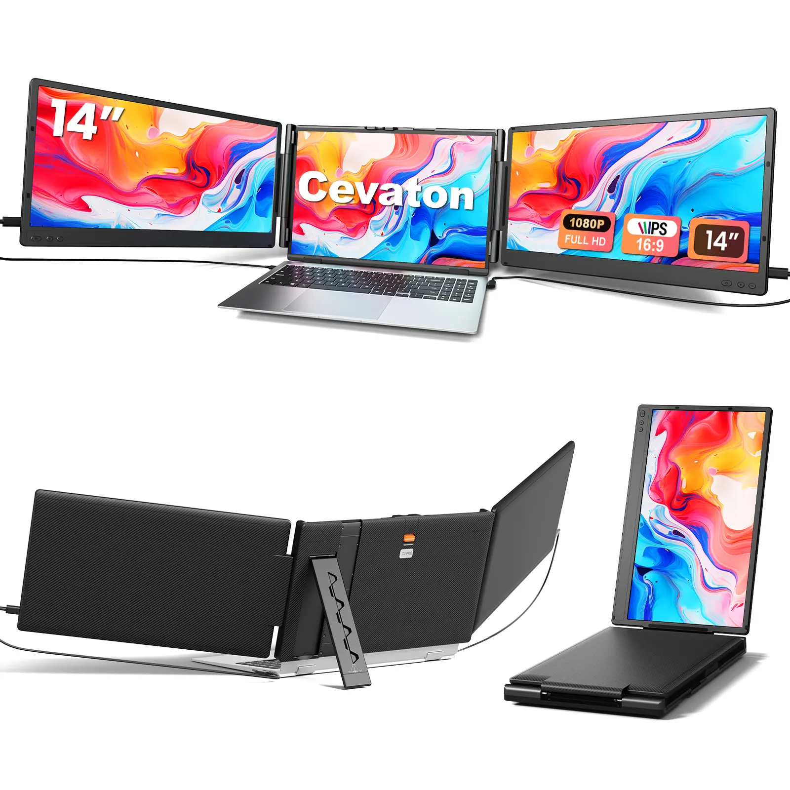Extensor de Pantalla Dual FHD de 14" para Laptop