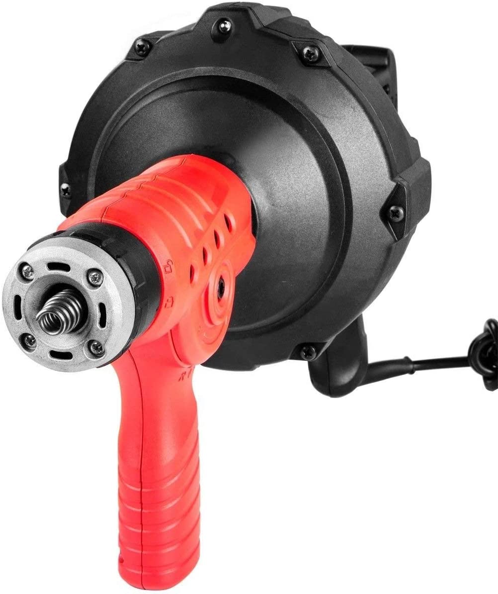 Auto-Feed Handheld Drain Auger 25' Feet/7m Electric Max 300W Cord w/Replaceable Cable Flexible Snake Clog Cleaner Plumbing for 3/4" to 2" Inch/19-50mm Pipe Kitchen Sink Toilet Tub & Shower w/LED Light