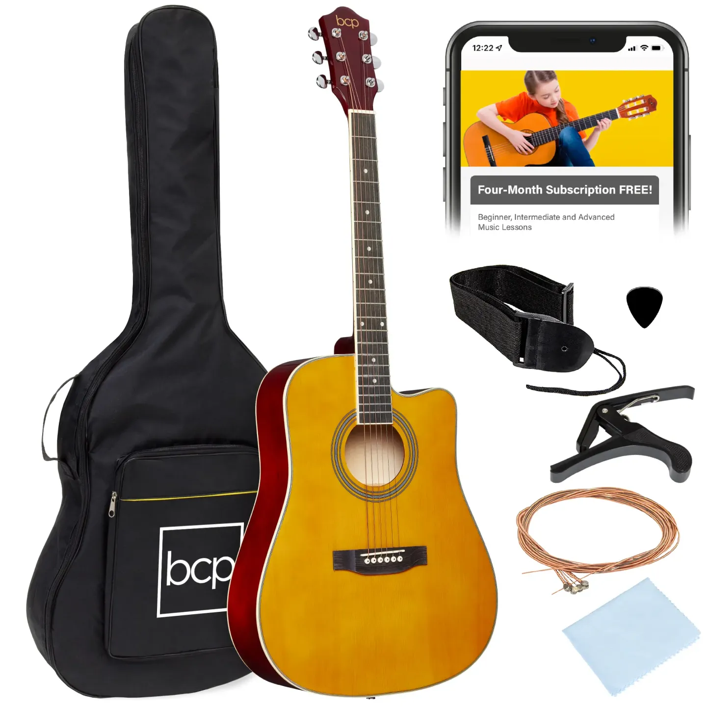 Guitarra acústica 41 pulgadas completa para principiantes