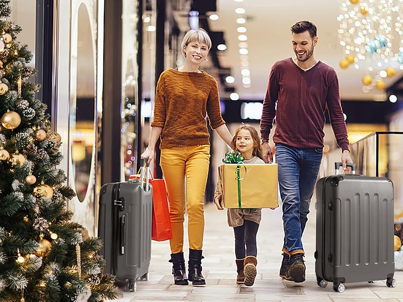 【Summervibes】Ubesgoo 3-Piece Luggage Set Travel Lightweight Suitcases With Rolling Wheels,20in,24in,28in, TSA Lock & Moulded Corner, Carry On Luggages For Business, Trip